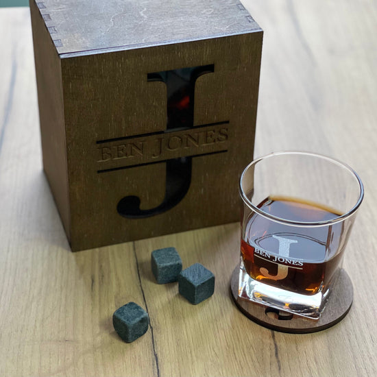 Personalized Whiskey Glasses, Whiskey Stones, Fathers Gift, Bourbon Glasses, Christmas gift, Birthday Gift, Groomsman Gift, Drinking Glasses