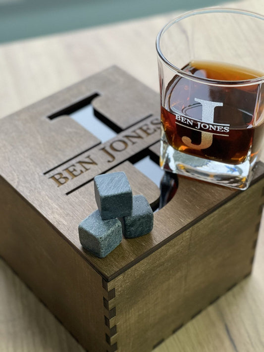 Personalized Whiskey Glasses, Whiskey Stones, Fathers Gift, Bourbon Glasses, Christmas gift, Birthday Gift, Groomsman Gift, Drinking Glasses