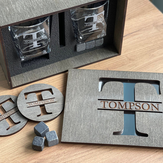 Father's Gift, Personalized Gift for Him, Bourbon Glass Set, Whiskey Glasses with Whiskey Stones, Bourbon Glasses, Engraved Whiskey Glasses