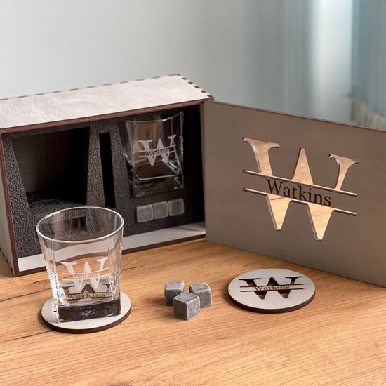 Whiskey Glasses With Whiskey Stones, Whiskey Set, Groomsmen Gift, Gift For Friend, Husband Gift, Custom Logo WhisKey Glasses, Glass Set