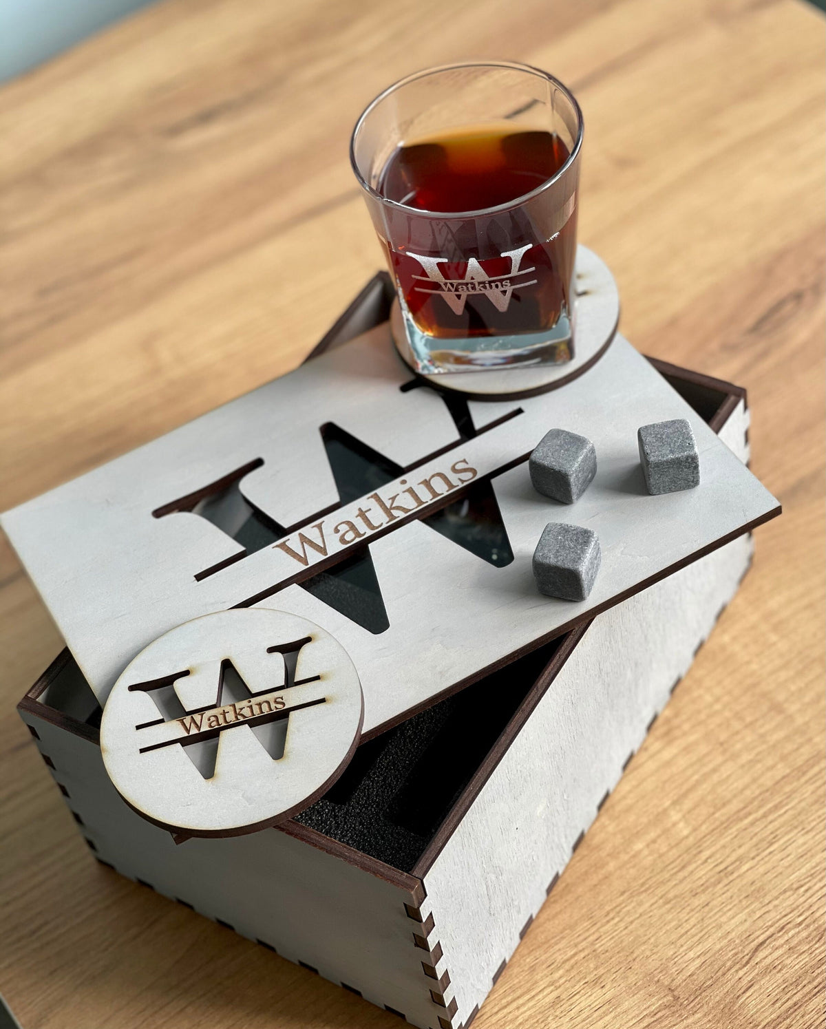 Whiskey Glasses With Whiskey Stones, Whiskey Set, Groomsmen Gift, Gift For Friend, Husband Gift, Custom Logo WhisKey Glasses, Glass Set