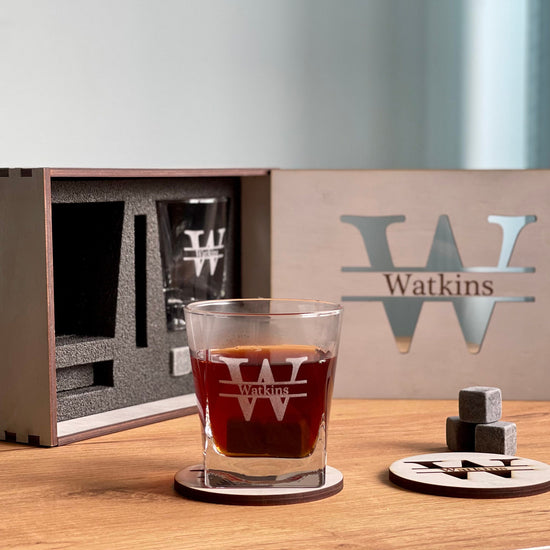 Whiskey Glasses With Whiskey Stones, Whiskey Set, Groomsmen Gift, Gift For Friend, Husband Gift, Custom Logo WhisKey Glasses, Glass Set