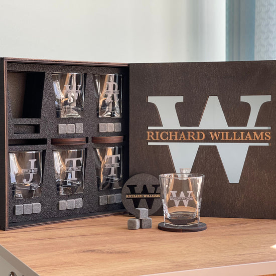 Whiskey Stones Set, Whiskey Glasses Set, Mirror Сover Personalized Gift, Father's Day Gift, Christmas Gift, Wedding Gift for Couple, Glasses