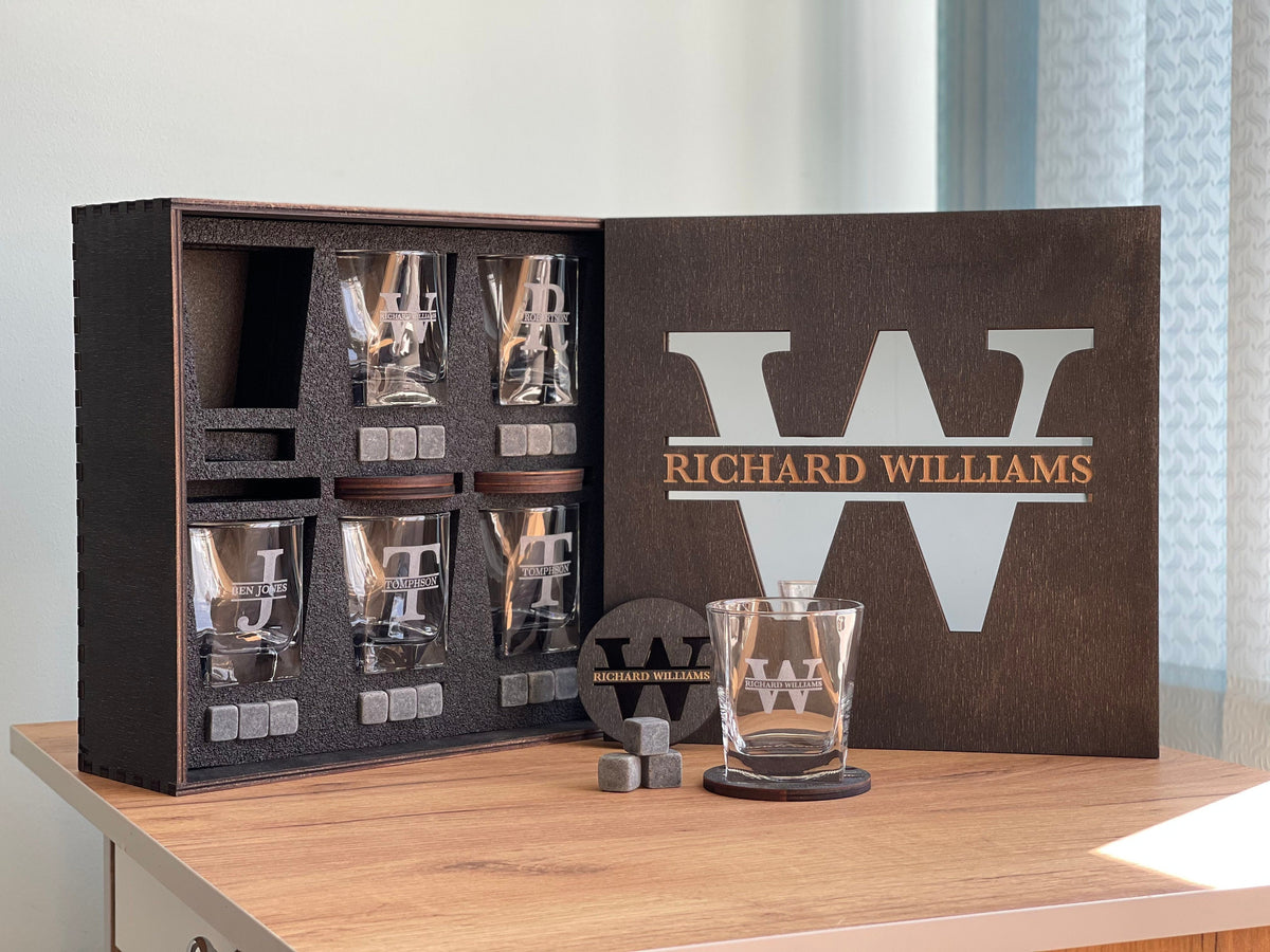 Whiskey Stones Set, Whiskey Glasses Set, Mirror Сover Personalized Gift, Father's Day Gift, Christmas Gift, Wedding Gift for Couple, Glasses