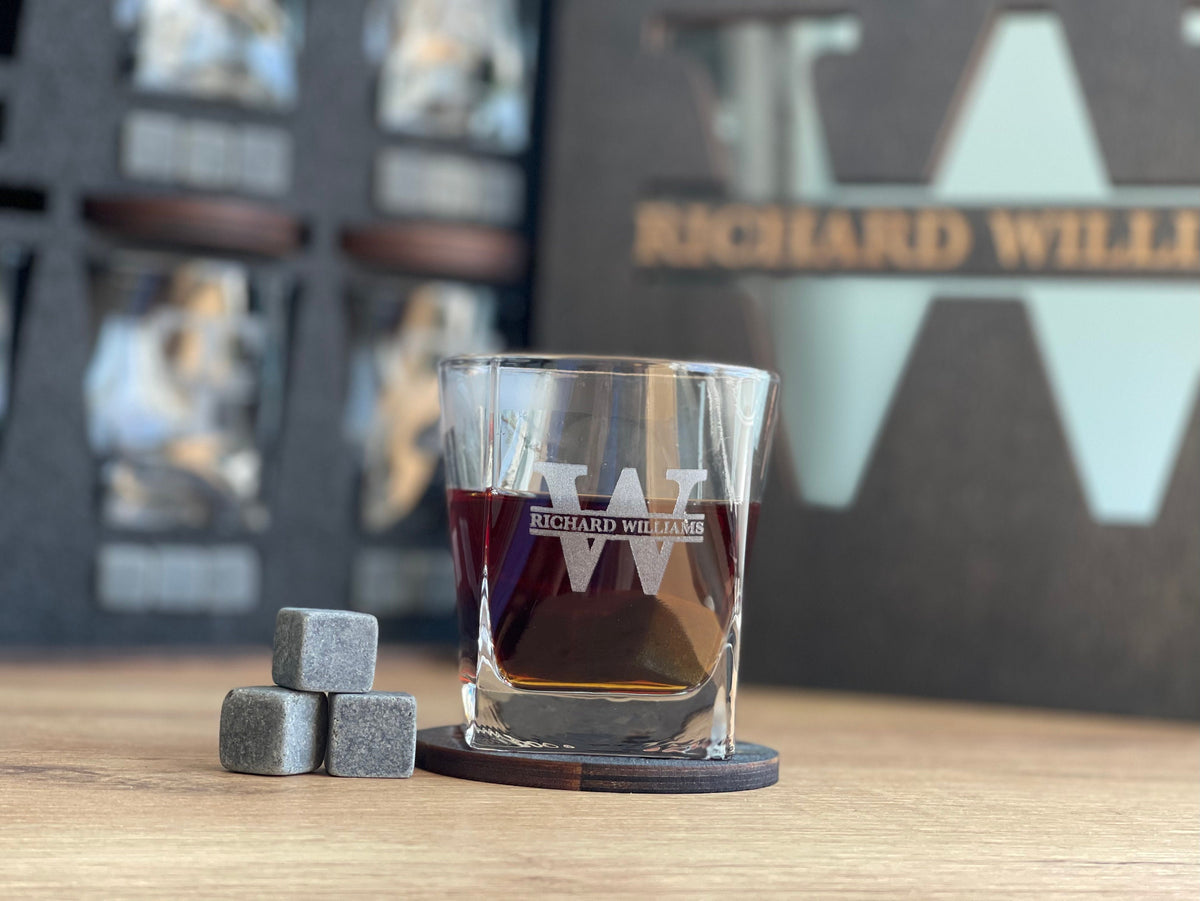 Whiskey Stones Set, Whiskey Glasses Set, Mirror Сover Personalized Gift, Father's Day Gift, Christmas Gift, Wedding Gift for Couple, Glasses