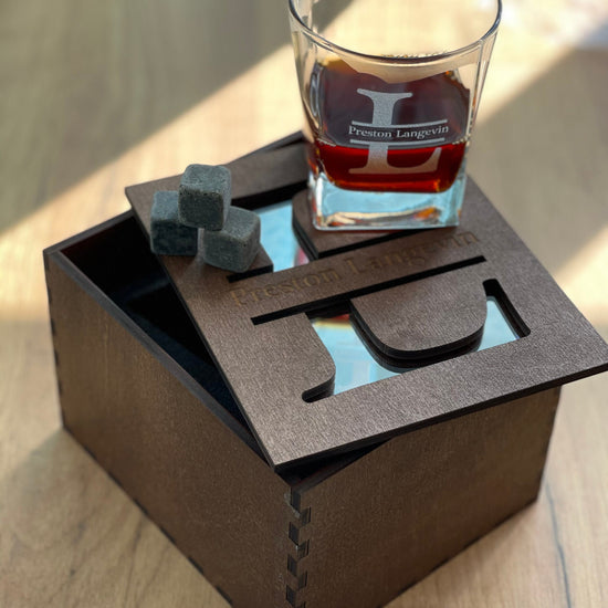 Gift for Him, Whiskey Glasses, Gold Acrylic Cover, Whiskey Stones, Groomsmen Gift, Bestman Gift, Fathers Gift, Bourbon Glasses, Glass Set