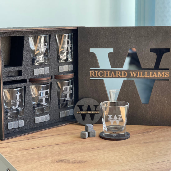 Whiskey Stones Set, Whiskey Glasses Set, Mirror Сover Personalized Gift, Father's Day Gift, Christmas Gift, Wedding Gift for Couple, Glasses