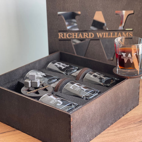 Whiskey Stones Set, Whiskey Glasses Set, Mirror Сover Personalized Gift, Father's Day Gift, Christmas Gift, Wedding Gift for Couple, Glasses