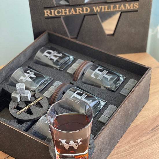 Whiskey Stones Set, Whiskey Glasses Set, Mirror Сover Personalized Gift, Father's Day Gift, Christmas Gift, Wedding Gift for Couple, Glasses