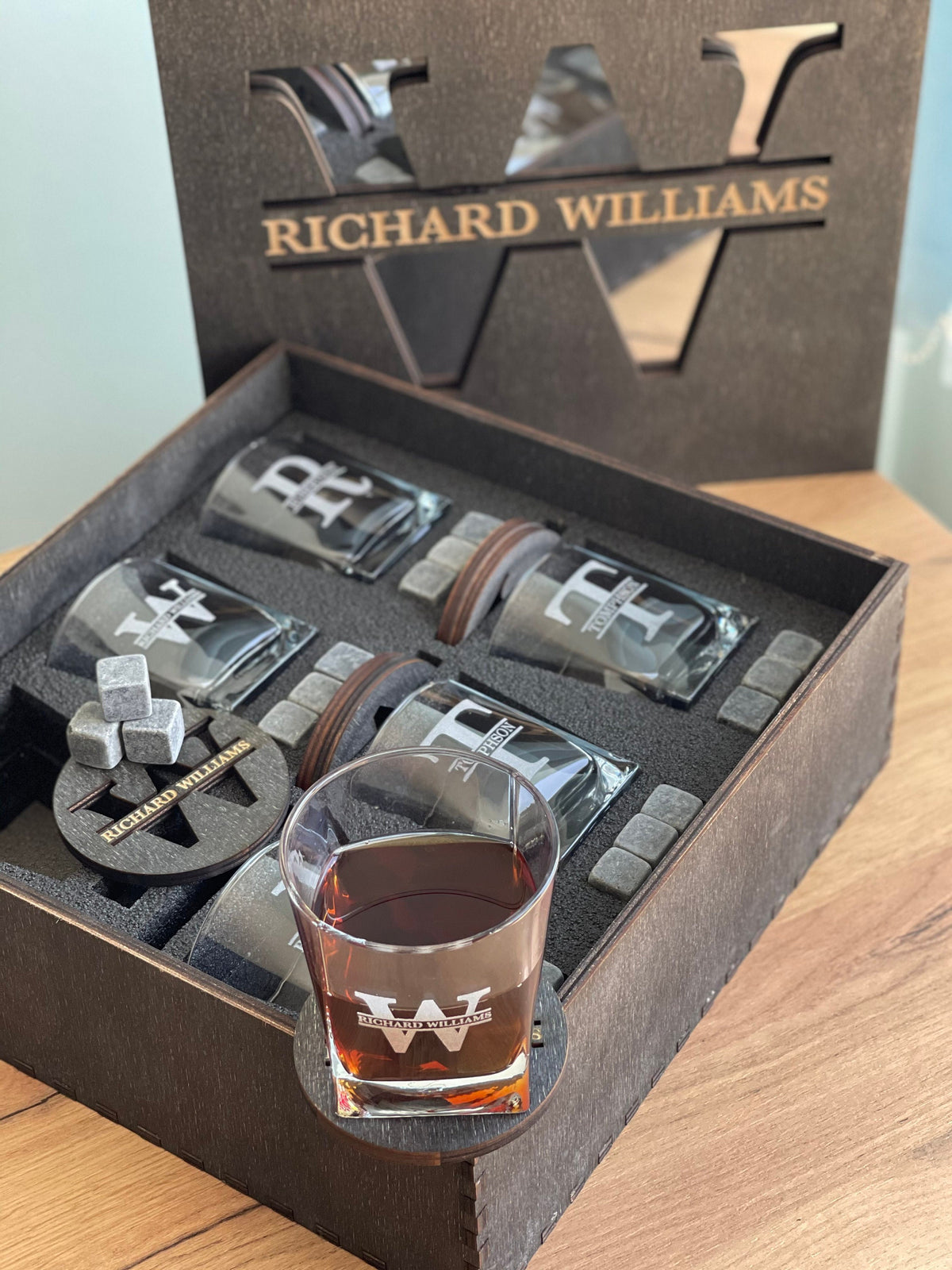 Whiskey Stones Set, Whiskey Glasses Set, Mirror Сover Personalized Gift, Father's Day Gift, Christmas Gift, Wedding Gift for Couple, Glasses
