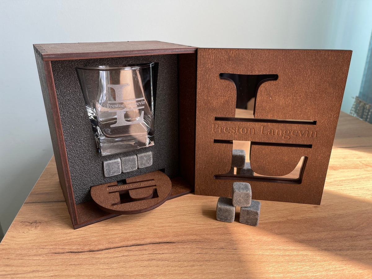 Gift for Him, Whiskey Glasses, Gold Acrylic Cover, Whiskey Stones, Groomsmen Gift, Bestman Gift, Fathers Gift, Bourbon Glasses, Glass Set