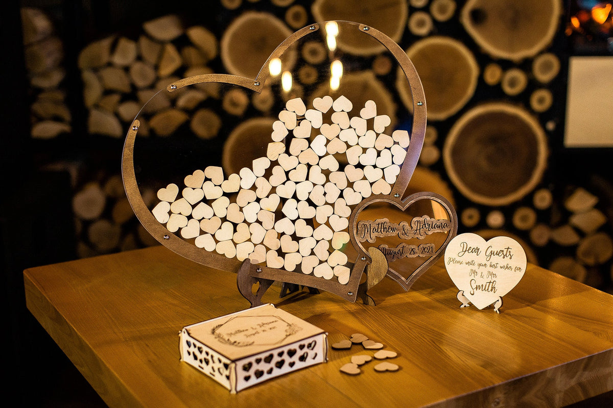 Wedding Guest Book, Heart Shape Guest Book, Rustic Guest Book, Wedding Guest Book Alternative, Boho Wedding Guest Book, Double Heart DropBox