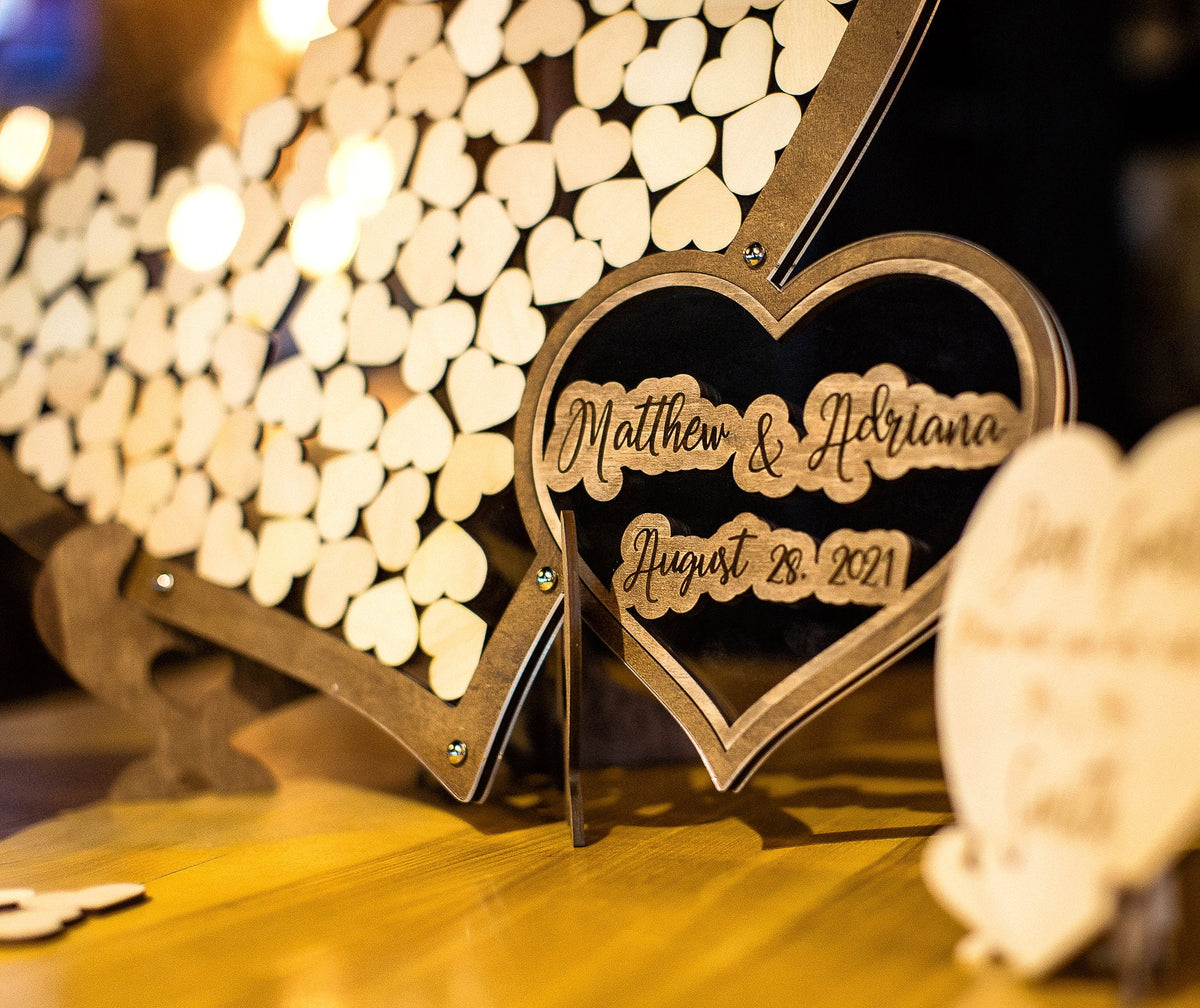 Wedding Guest Book, Heart Shape Guest Book, Rustic Guest Book, Wedding Guest Book Alternative, Boho Wedding Guest Book, Double Heart DropBox