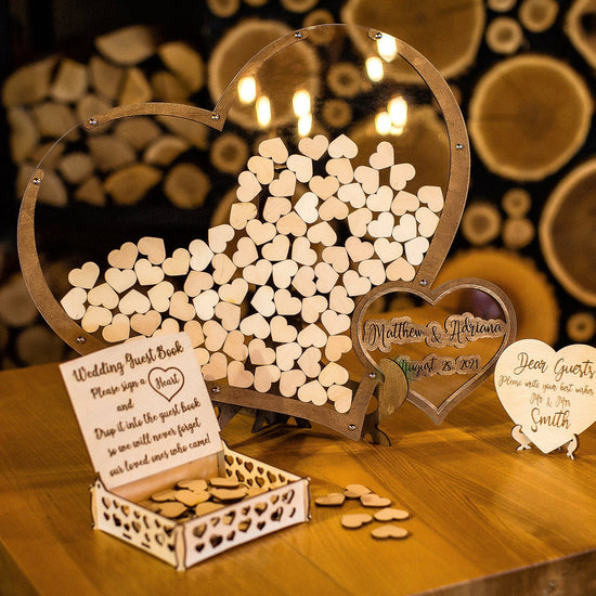 Wedding Guest Book, Heart Shape Guest Book, Rustic Guest Book, Wedding Guest Book Alternative, Boho Wedding Guest Book, Double Heart DropBox