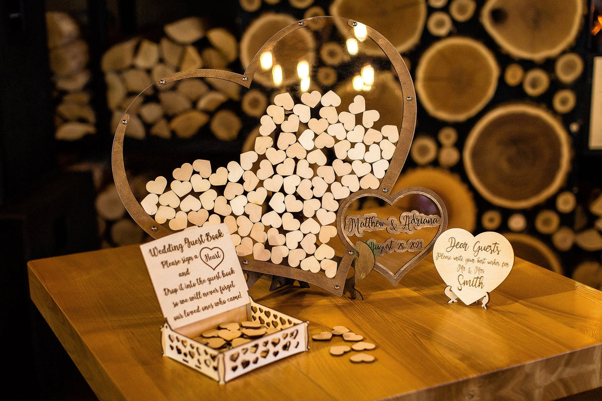 Wedding Guest Book, Heart Shape Guest Book, Rustic Guest Book, Wedding Guest Book Alternative, Boho Wedding Guest Book, Double Heart DropBox