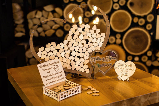 Wedding Guest Book, Heart Shape Guest Book, Rustic Guest Book, Wedding Guest Book Alternative, Boho Wedding Guest Book, Double Heart DropBox