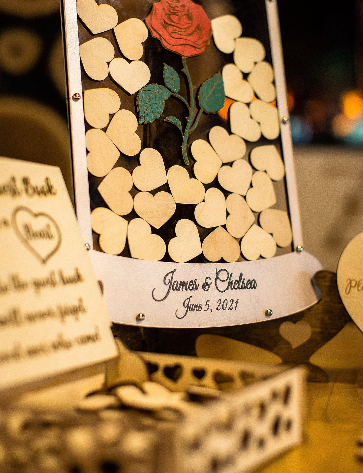 Rose in Flask / Wedding Guest Book / Hearts Guest Book / Wedding Guest Book Alternative / Sweet 16 Guest Book / Quinceanera Guest Book /