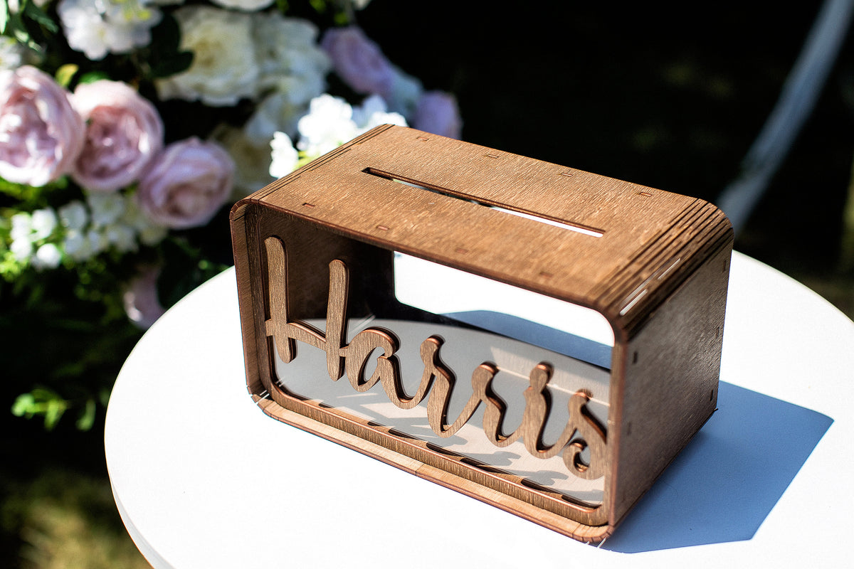 Personalized Wedding Card Holder, Custom Wooden Wedding Card Box, Wedding Money Box with Names, Reception Card Box, Gift Table Decor