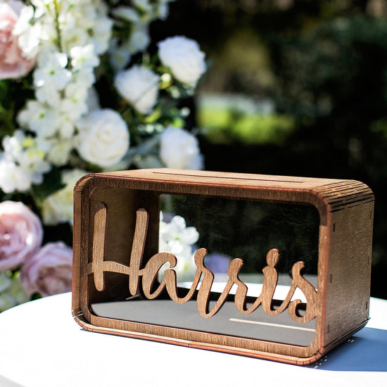 Personalized Wedding Card Holder, Custom Wooden Wedding Card Box, Wedding Money Box with Names, Reception Card Box, Gift Table Decor