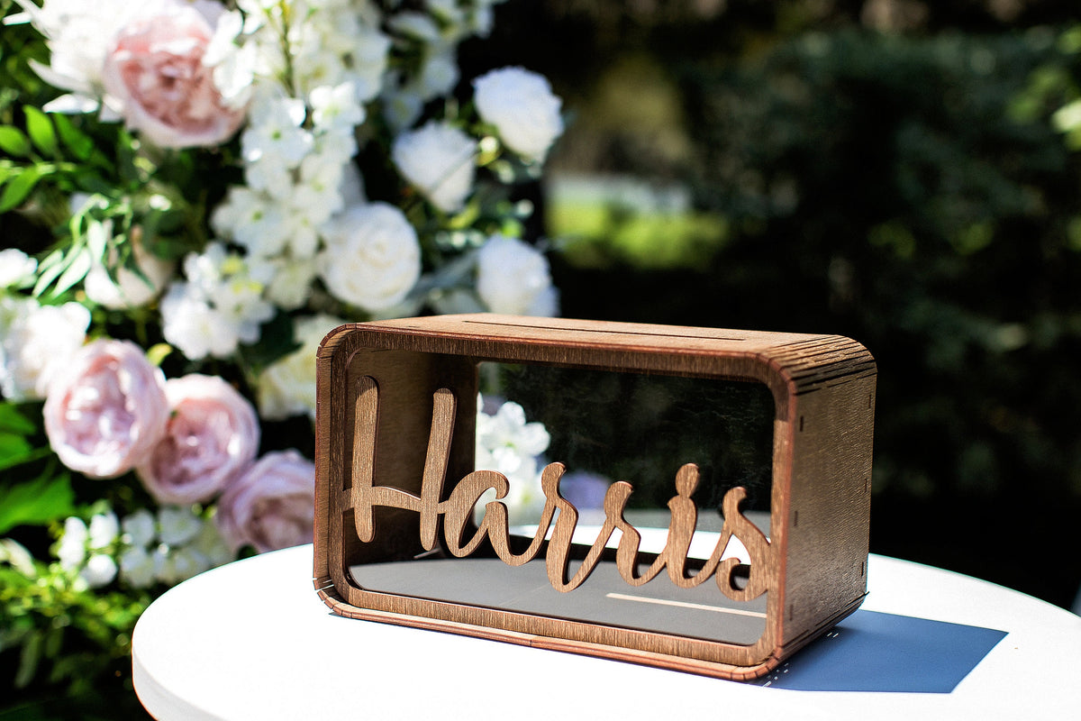 Personalized Wedding Card Holder, Custom Wooden Wedding Card Box, Wedding Money Box with Names, Reception Card Box, Gift Table Decor