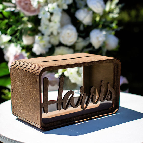Personalized Wedding Card Holder, Custom Wooden Wedding Card Box, Wedding Money Box with Names, Reception Card Box, Gift Table Decor