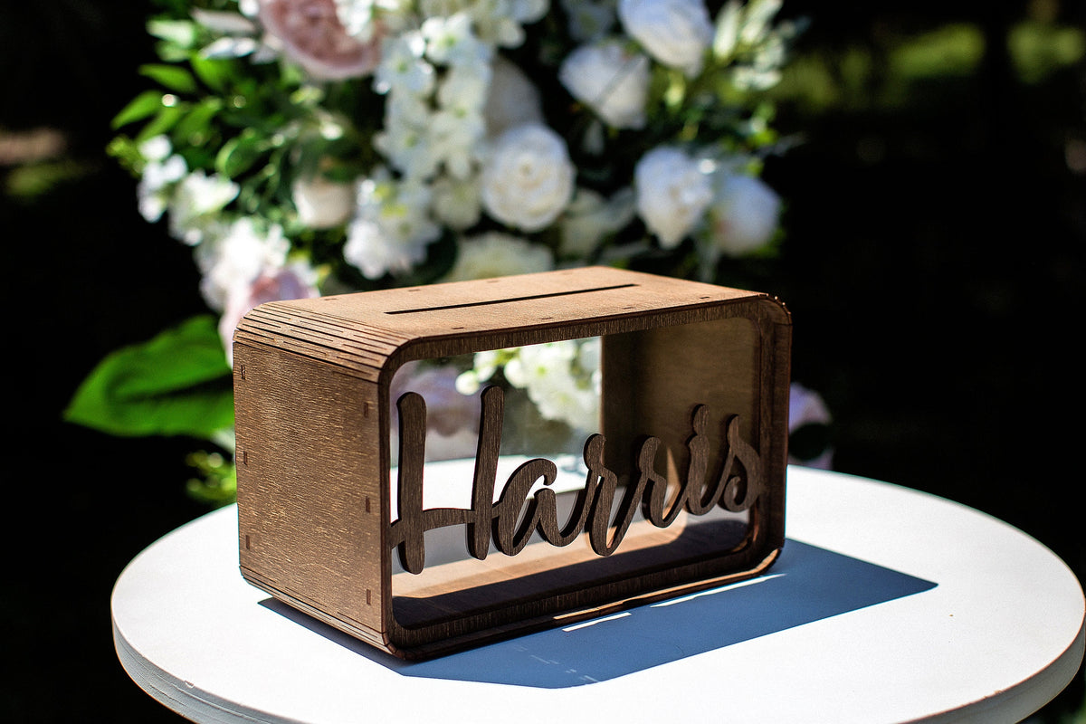 Personalized Wedding Card Holder, Custom Wooden Wedding Card Box, Wedding Money Box with Names, Reception Card Box, Gift Table Decor