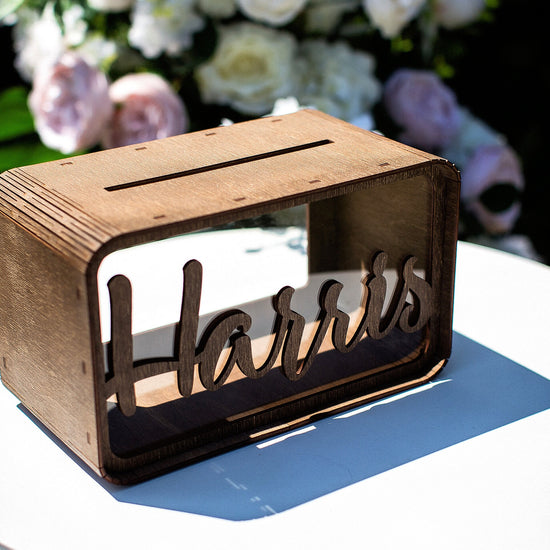 Personalized Wedding Card Holder, Custom Wooden Wedding Card Box, Wedding Money Box with Names, Reception Card Box, Gift Table Decor