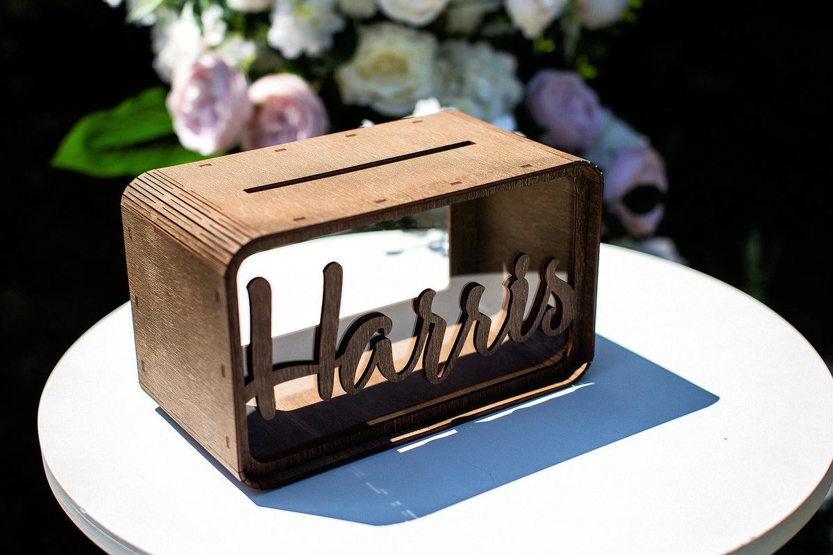 Personalized Wedding Card Holder, Custom Wooden Wedding Card Box, Wedding Money Box with Names, Reception Card Box, Gift Table Decor