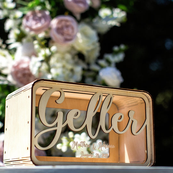 Personalized Wedding Card Holder, Custom Wooden Wedding Card Box, Wedding Money Box with Names, Reception Card Box, Gift Table Decor