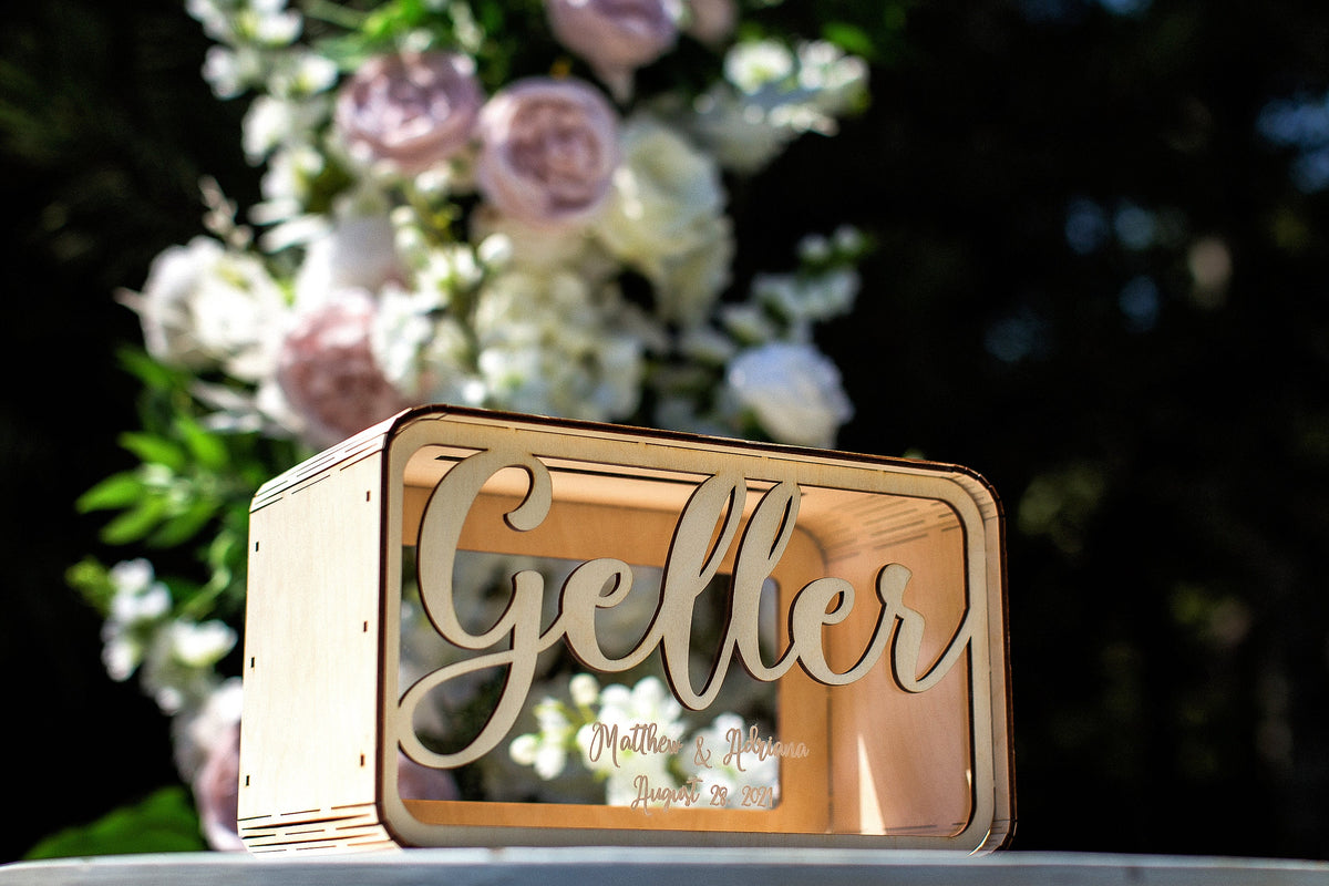 Personalized Wedding Card Holder, Custom Wooden Wedding Card Box, Wedding Money Box with Names, Reception Card Box, Gift Table Decor