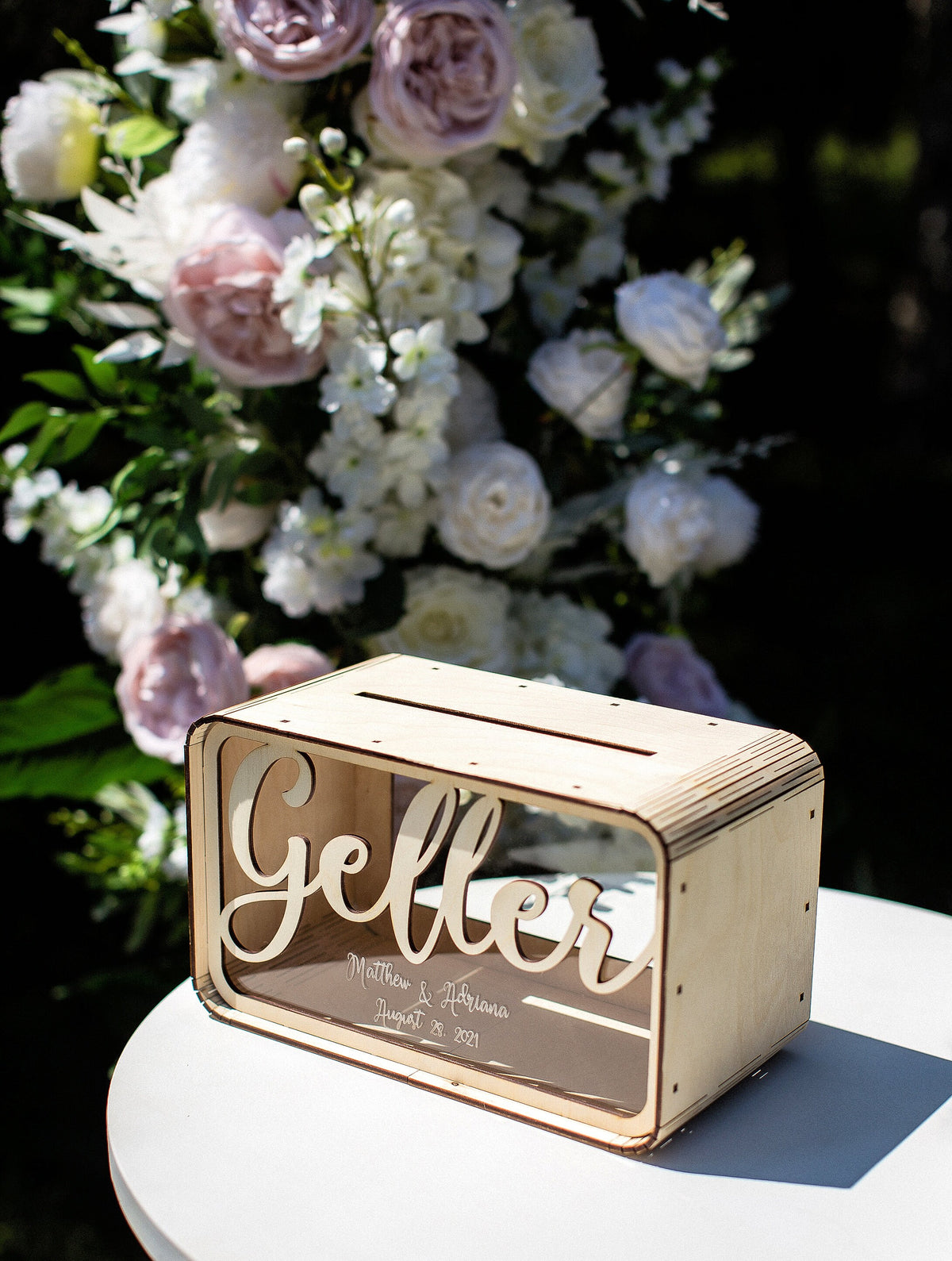 Personalized Wedding Card Holder, Custom Wooden Wedding Card Box, Wedding Money Box with Names, Reception Card Box, Gift Table Decor