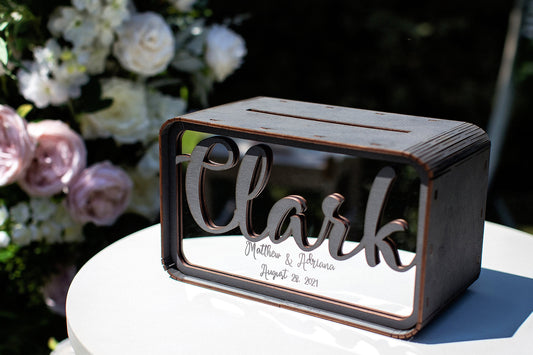 Personalized Wedding Card Box, Wooden Money Box for Wedding, Custom Wedding Gift Box, Wedding Card Holder, Reception Decor