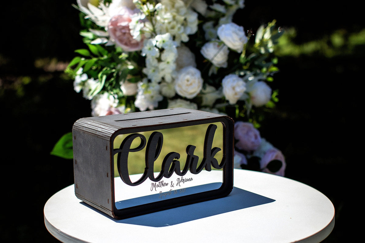 Personalized Wedding Card Box, Wooden Wedding Money Box, Custom Cash Gift Box, Wedding Envelope Box, Acrylic Card Holder