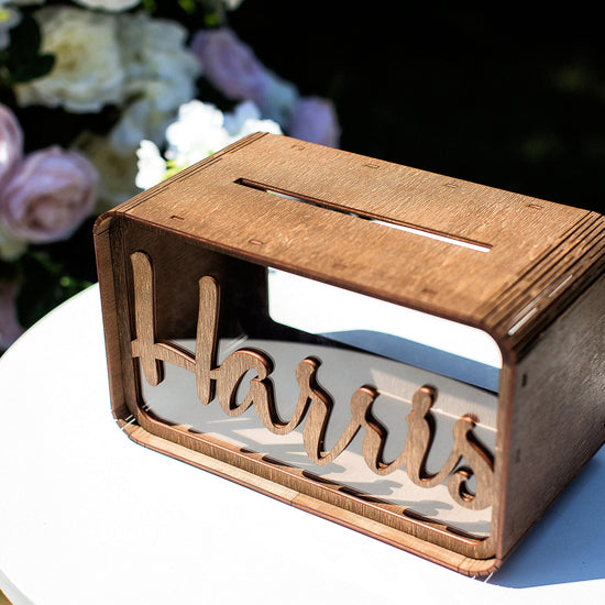 Personalized Wedding Card Box with Names and Date, Custom Wooden Money Box, Wedding Card Holder, Wedding Reception Gift Table Decor