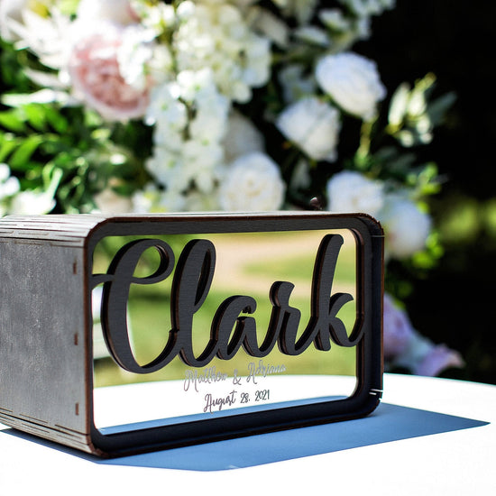 Personalized Wedding Card Box with Names and Date, Custom Wooden Money Box, Wedding Card Holder, Wedding Reception Gift Table Decor