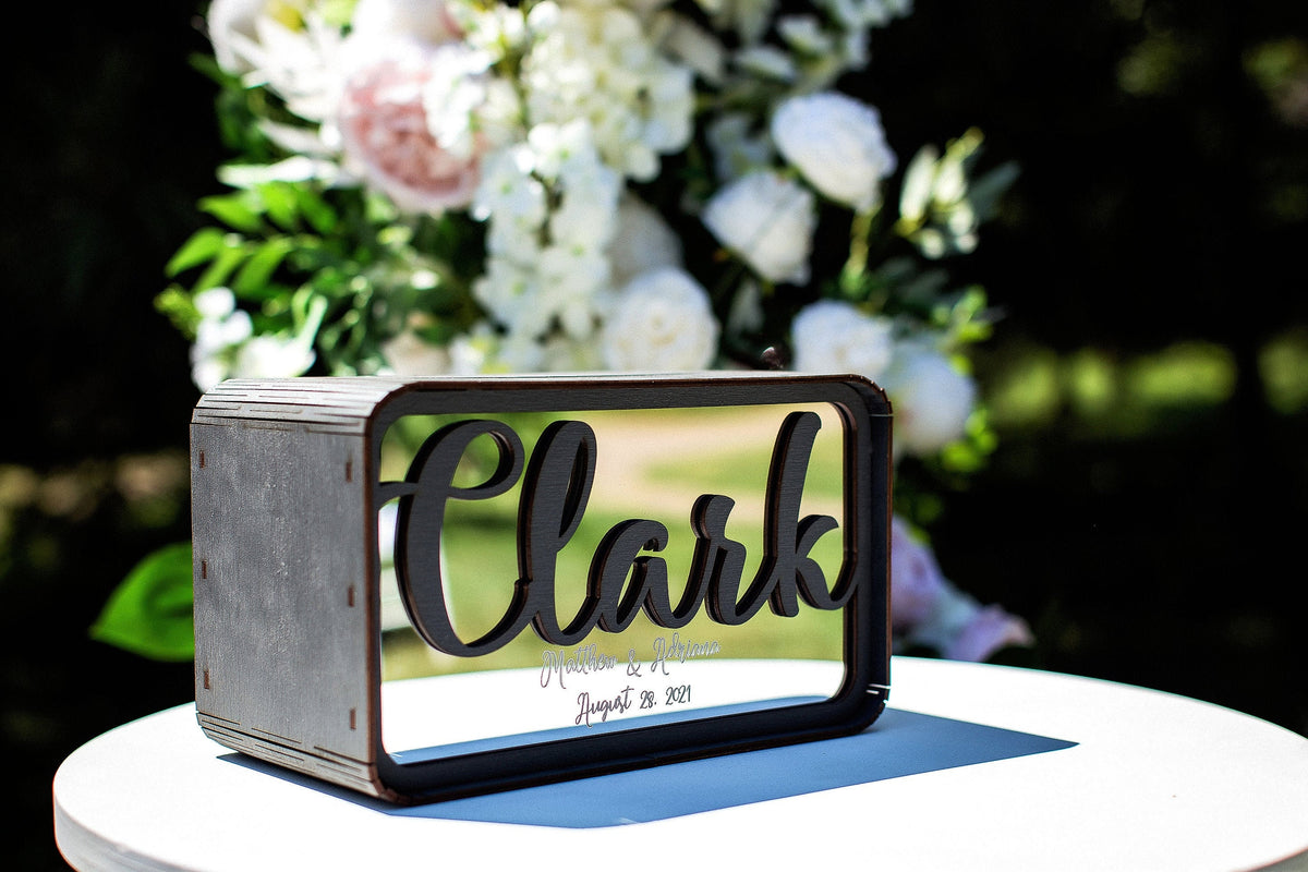 Personalized Wedding Card Box with Names and Date, Custom Wooden Money Box, Wedding Card Holder, Wedding Reception Gift Table Decor
