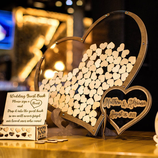 Wedding Guest Book, Heart Shape Guest Book, Rustic Guest Book, Wedding Guest Book Alternative, Boho Wedding Guest Book, Double Heart DropBox