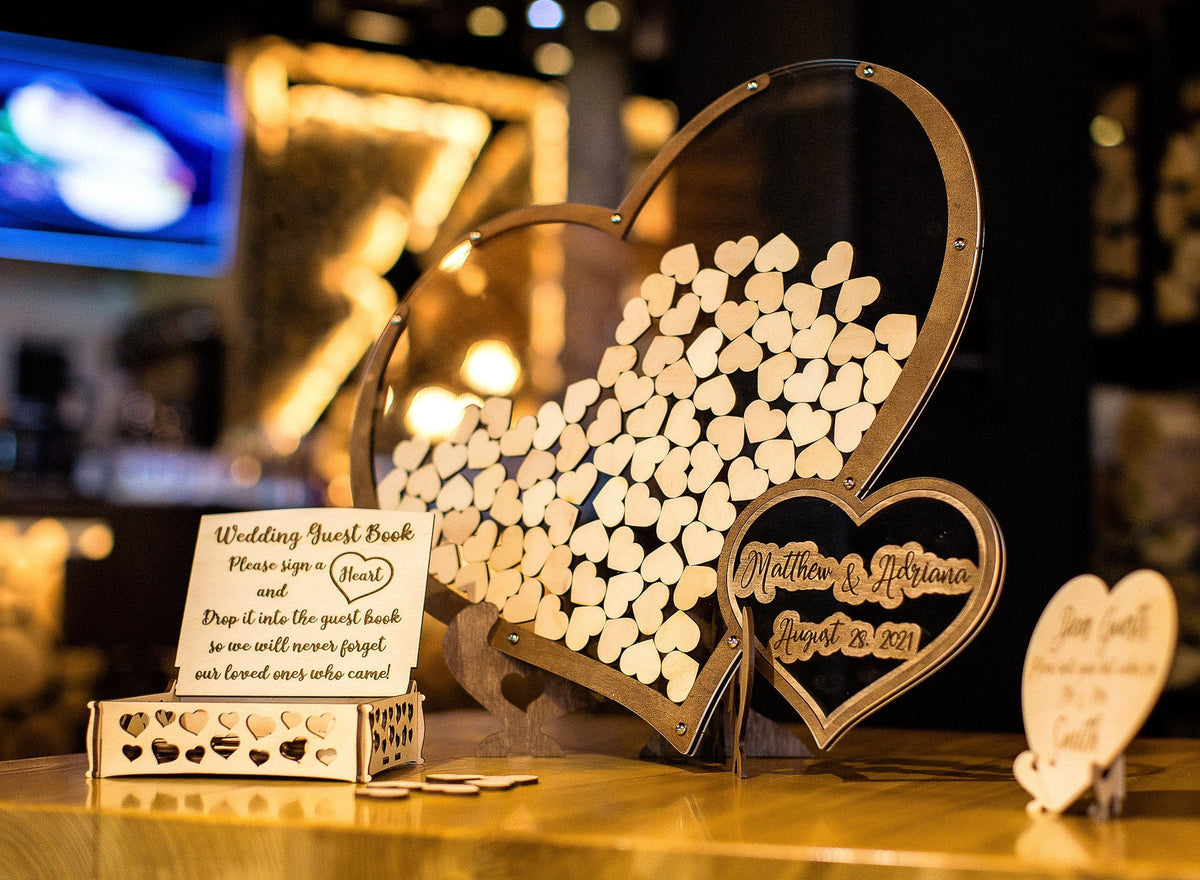 Wedding Guest Book, Heart Shape Guest Book, Rustic Guest Book, Wedding Guest Book Alternative, Boho Wedding Guest Book, Double Heart DropBox