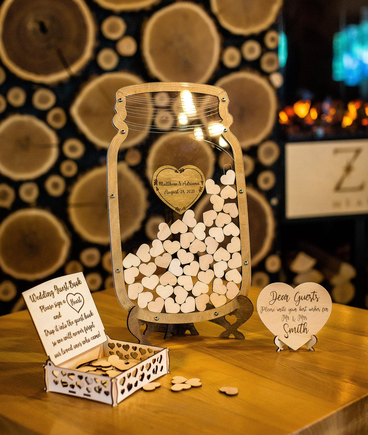 Wedding Guest Book Alternative, Mason Jar Guest Book, Hearts Sign Guest Book, Wedding Decor, Anniversary gift, Mason Jar GuestBook, Drop Box