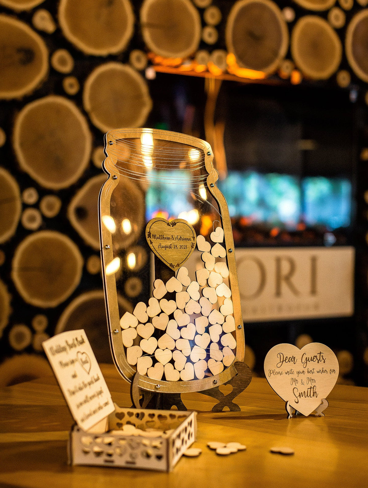 Wedding Guest Book Alternative, Mason Jar Guest Book, Hearts Sign Guest Book, Wedding Decor, Anniversary gift, Mason Jar GuestBook, Drop Box