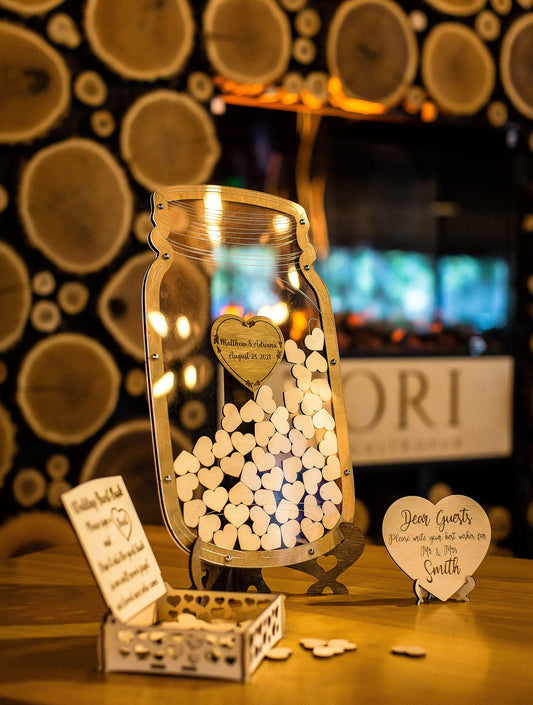 Wedding Guest Book Alternative, Mason Jar Guest Book, Hearts Sign Guest Book, Wedding Decor, Anniversary gift, Mason Jar GuestBook, Drop Box