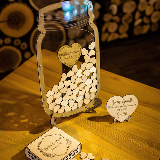 Wedding Guest Book Alternative, Mason Jar Guest Book, Hearts Sign Guest Book, Wedding Decor, Anniversary gift, Mason Jar GuestBook, Drop Box