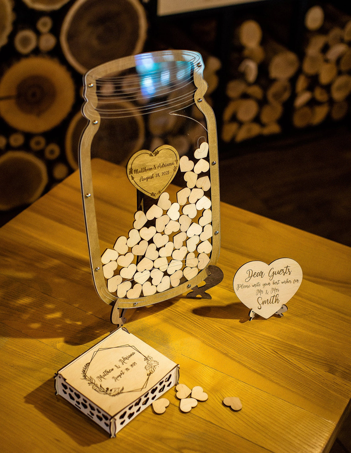 Wedding Guest Book Alternative, Mason Jar Guest Book, Hearts Sign Guest Book, Wedding Decor, Anniversary gift, Mason Jar GuestBook, Drop Box