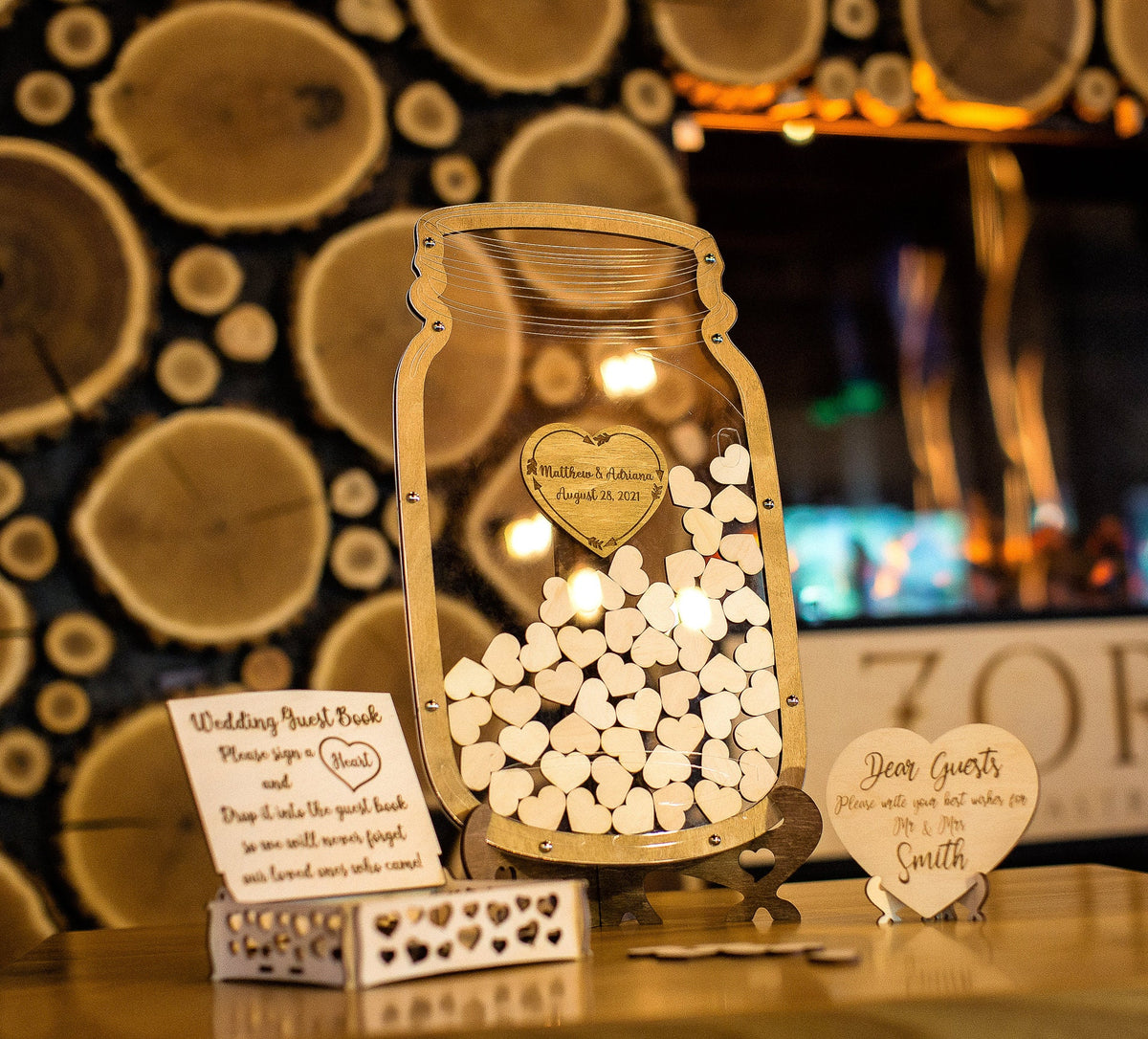 Wedding Guest Book Alternative, Mason Jar Guest Book, Hearts Sign Guest Book, Wedding Decor, Anniversary gift, Mason Jar GuestBook, Drop Box