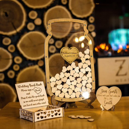 Wedding Guest Book Alternative, Mason Jar Guest Book, Hearts Sign Guest Book, Wedding Decor, Anniversary gift, Mason Jar GuestBook, Drop Box