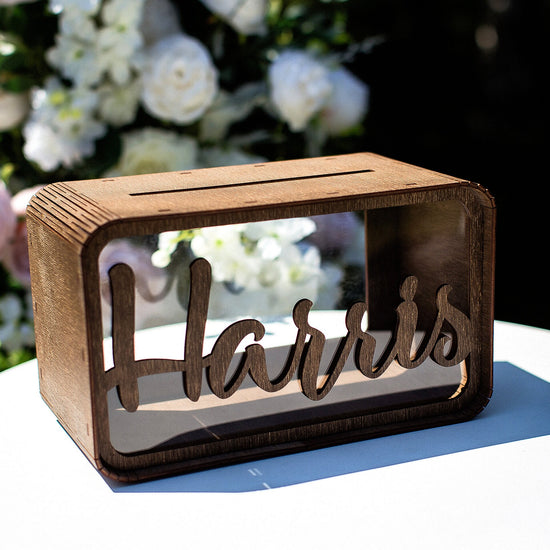 Personalized Wedding Card Holder, Custom Wooden Wedding Card Box, Wedding Money Box with Names, Reception Card Box, Gift Table Decor