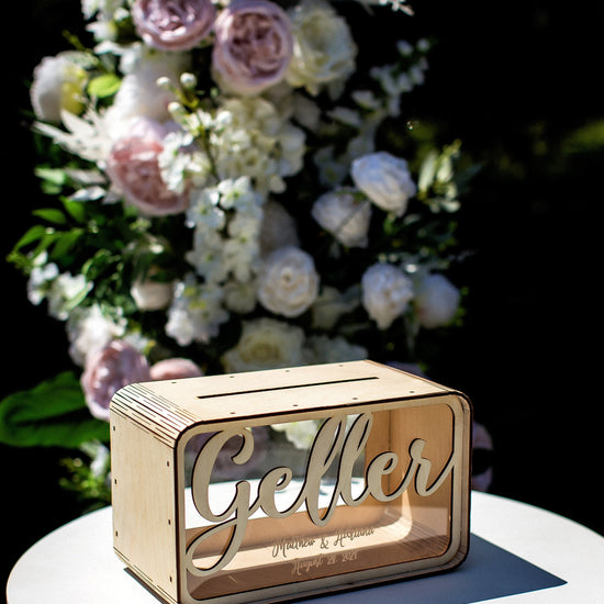 Personalized Wedding Card Holder, Custom Wooden Wedding Card Box, Wedding Money Box with Names, Reception Card Box, Gift Table Decor