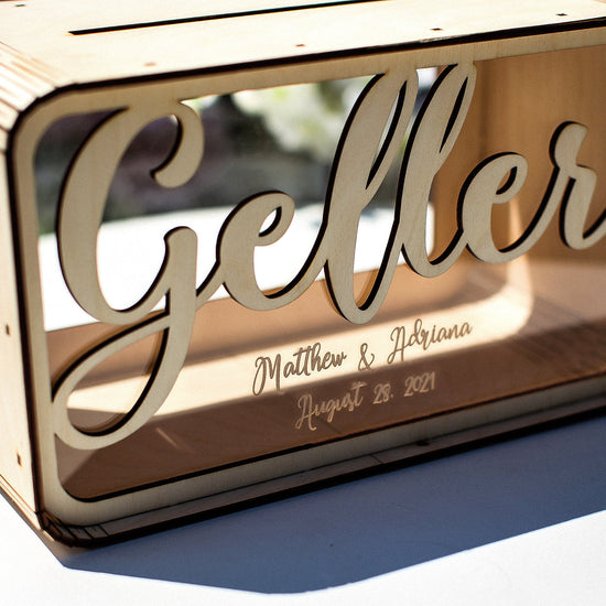 Personalized Wedding Card Box with Names and Date, Custom Wooden Money Box, Wedding Card Holder, Wedding Reception Gift Table Decor