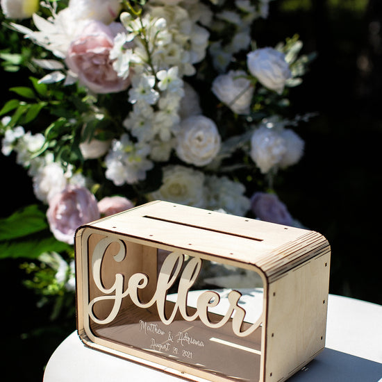 Personalized Wedding Card Box, Wooden Wedding Money Box, Custom Cash Gift Box, Wedding Envelope Box, Acrylic Card Holder