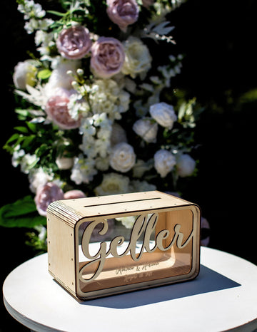 Personalized Wedding Card Box with Names and Date, Custom Wooden Money Box, Wedding Card Holder, Wedding Reception Gift Table Decor